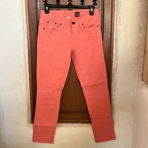 J. Crew toothpick jeans 27 ankle coral peach